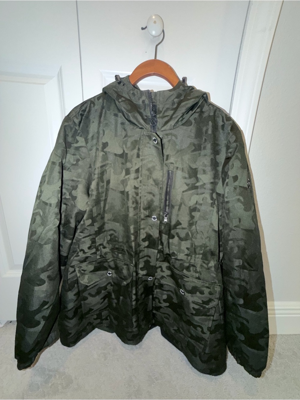 Michael Kors Dark Olive Camo Hooded Field Jacket